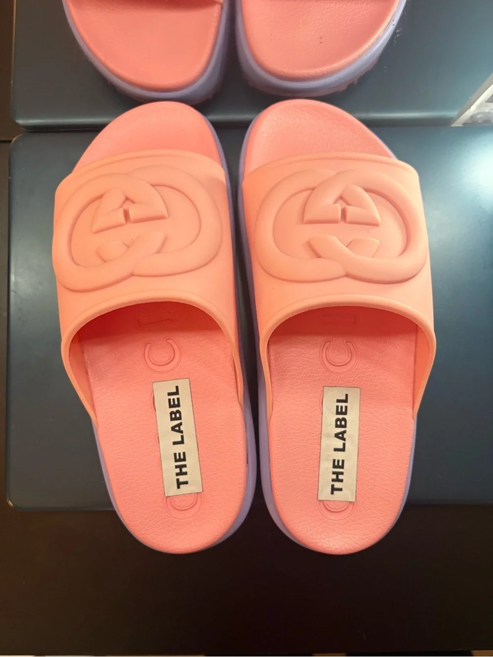 Gucci Coral Pink Logo Slide Sandals